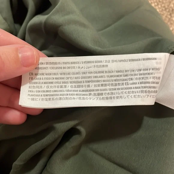 Abercrombie & Fitch Green Satin Long Sleeve Shirt Dress SZ XXS EUC - Picture 6 of 6